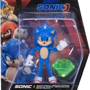 Sonic 3 Movie – Action Figure Articolata di Sonic con Smeraldo 13cm | 13cm x 12cm x 6cm